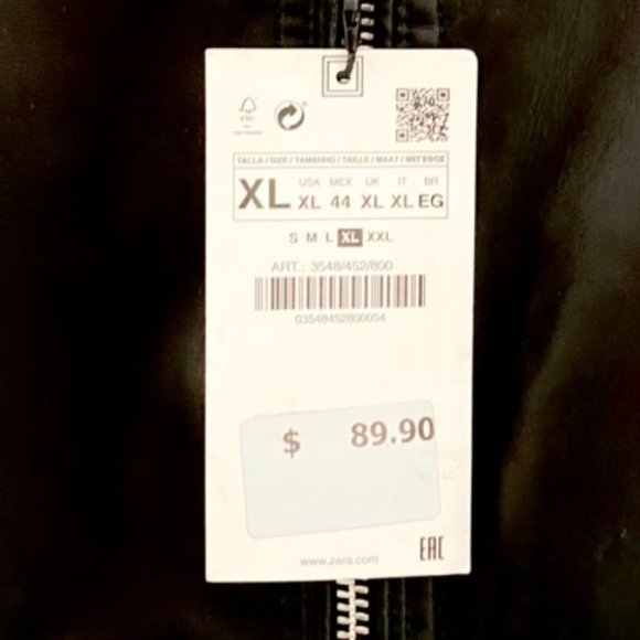 ZARA | Black Vegan Leather Bomber Jacket Size US XL Men - Picture 6 of 7